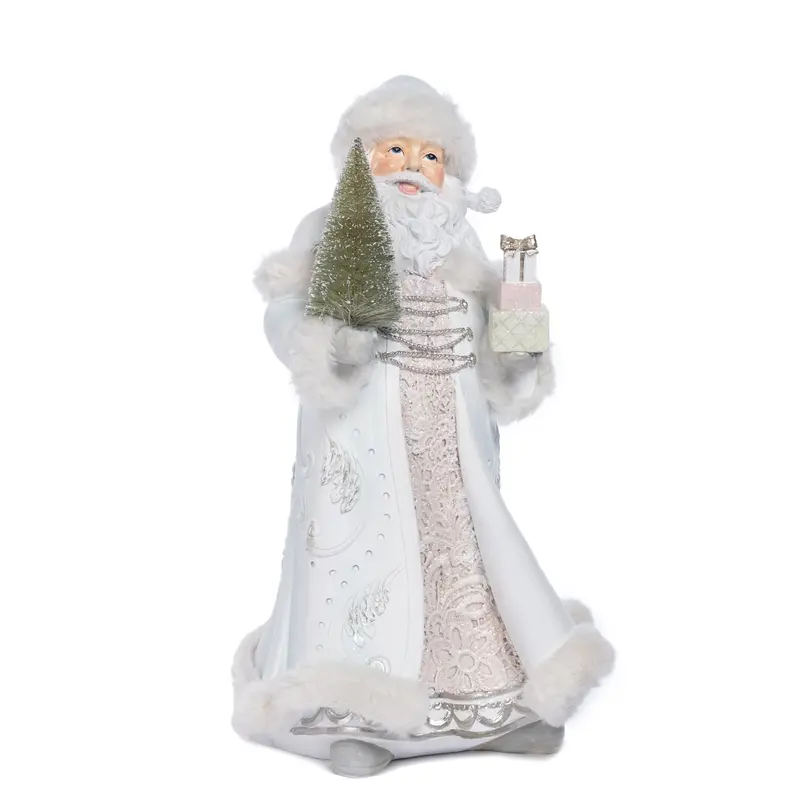 Babbo Natale con Cappotto Bianco e Albero Verde – Goodwill, 36cm