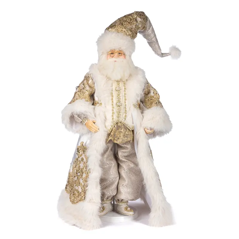 Babbo Natale Decorativo Regal Winter Santa Crema e Oro con Stand e Scatola – Goodwill, 76cm