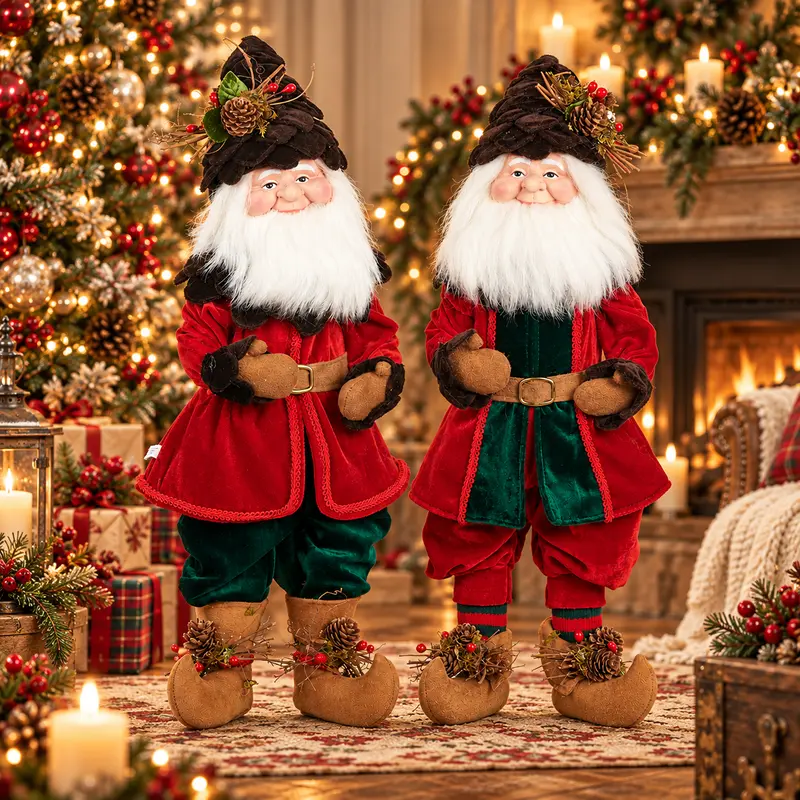 Babbo Natale Elfo del Bosco in Velluto con Cappello a Pigna – Goodwill, 48cm