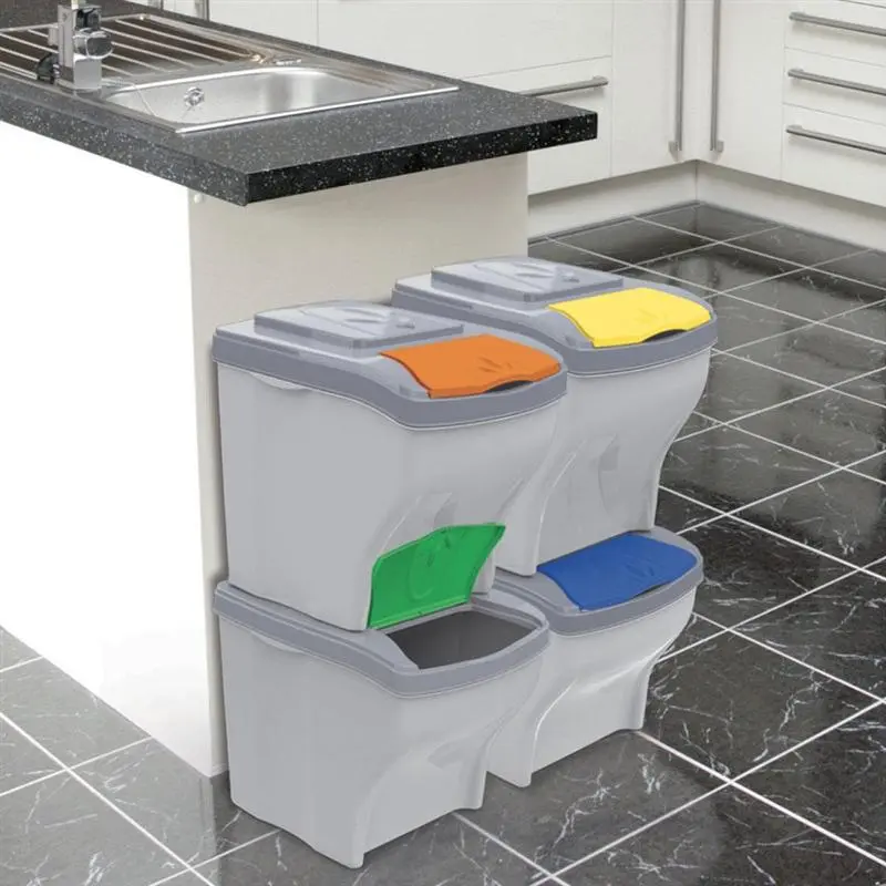 BAMA Poker – Pattumiera Raccolta Differenziata 4 Pezzi Modulari – 80L – Colori Assortiti