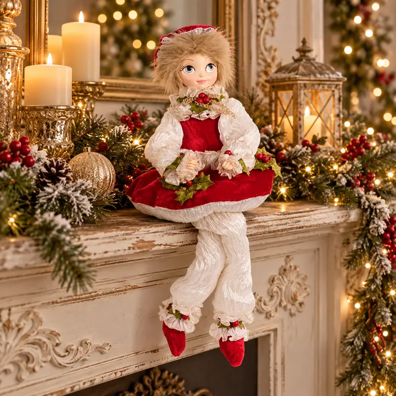 Bambola Natalizia Ragazza Fungo Aiutante di Babbo Natale – Goodwill, 45cm