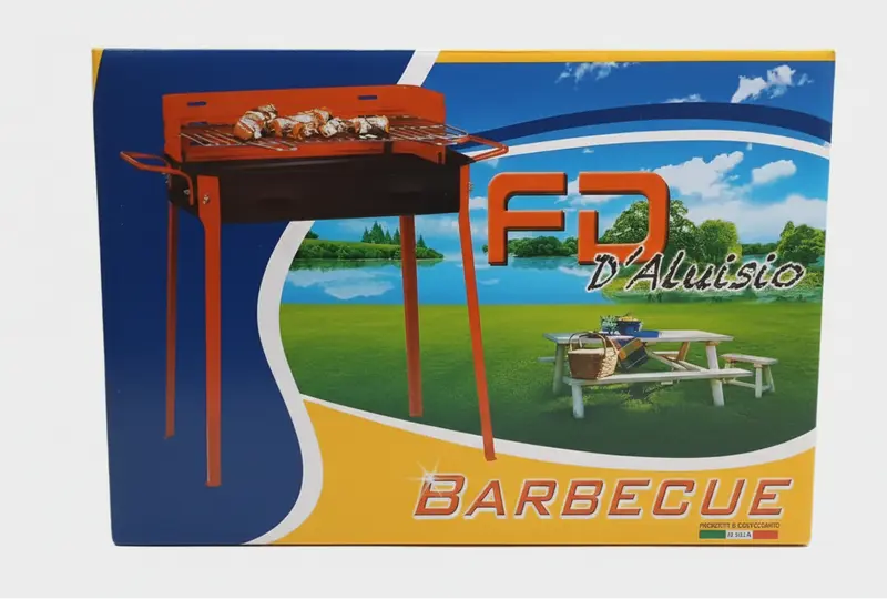 Barbecue FD D'Aluisio Grande | 40x60 cm | in Acciaio Verniciato ad Alta Resistenza | Griglia in Acciaio Cromato Regolabile in 3 Posizioni | Struttura Fissa ad Alta Stabilità | Made in Italy