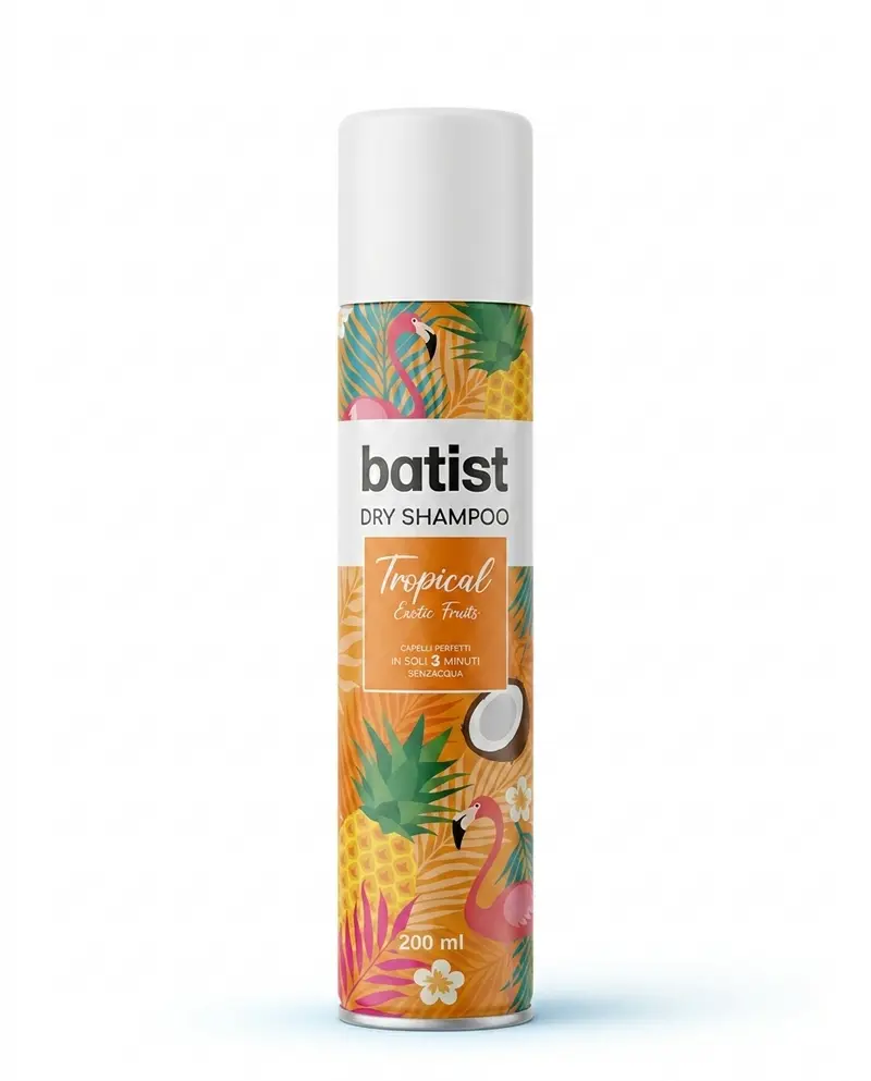 Batist Tropical Exotic Fruits Shampoo a Secco Amido di Riso – Elimina Istantaneamente il Sebo e Rigenera il Volume con Fragranza al Cocco