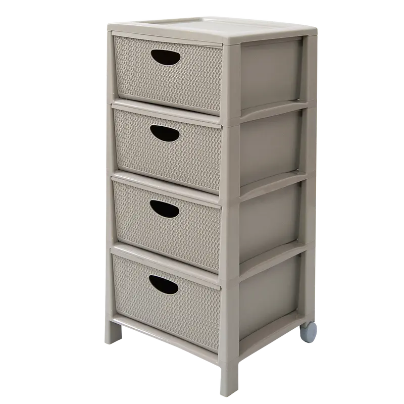 Belli e Forti Cassettiera Intreccio con 4 Cassetti - Colore Tortora - 38 x 39.5 x 76 cm