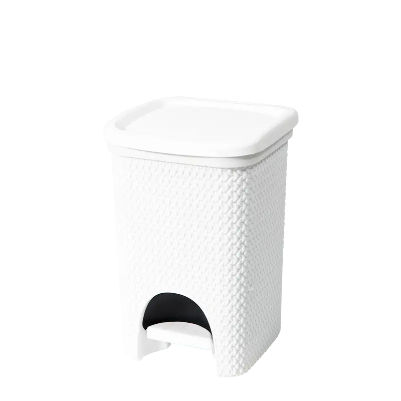 Belli e Forti Pattumiera Intreccio Line 6L con Pedale - Design Effetto Rattan - 21.5x20x28.5 cm