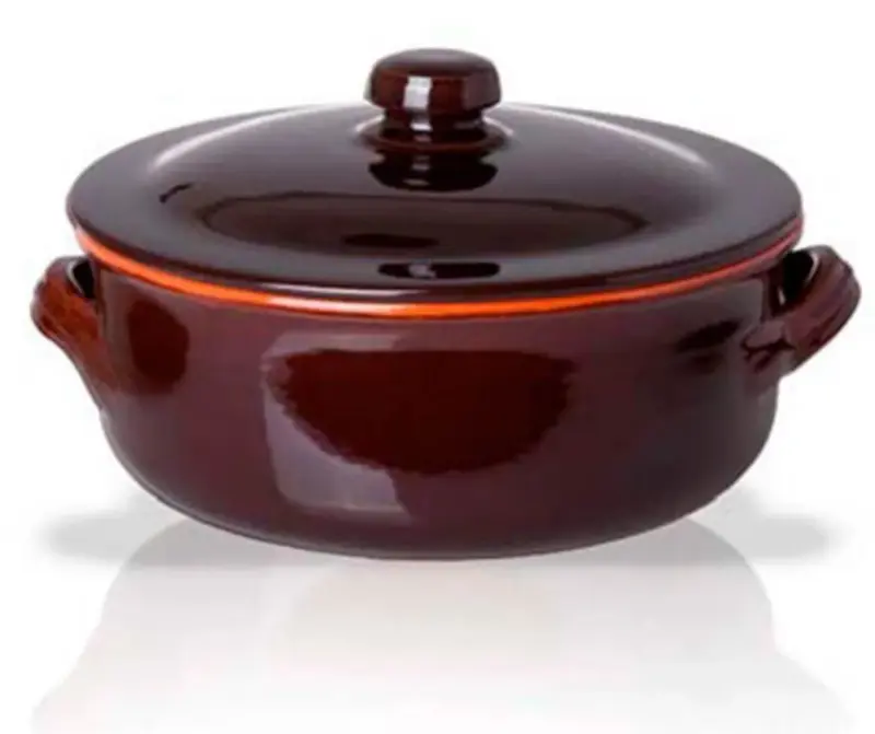 Benegiamo Casseruola in Terracotta con Coperchio Ø 24 cm | Pentola Artigianale per Cottura Sana e Lenta | Capacità 1,5 Litri | Design Rustico con Dettagli Materici | Ideale per Stufati, Legumi e Sughi