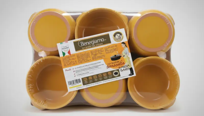 Benegiamo Set 6 Tegamini in Terracotta Gialla Ø 14cm | Casseruoline Monoporzione "Cucina della Nonna" per Zuppe, Legumi e Gratin | Ceramica Artigianale per Cottura Lenta e Servizio in Tavola