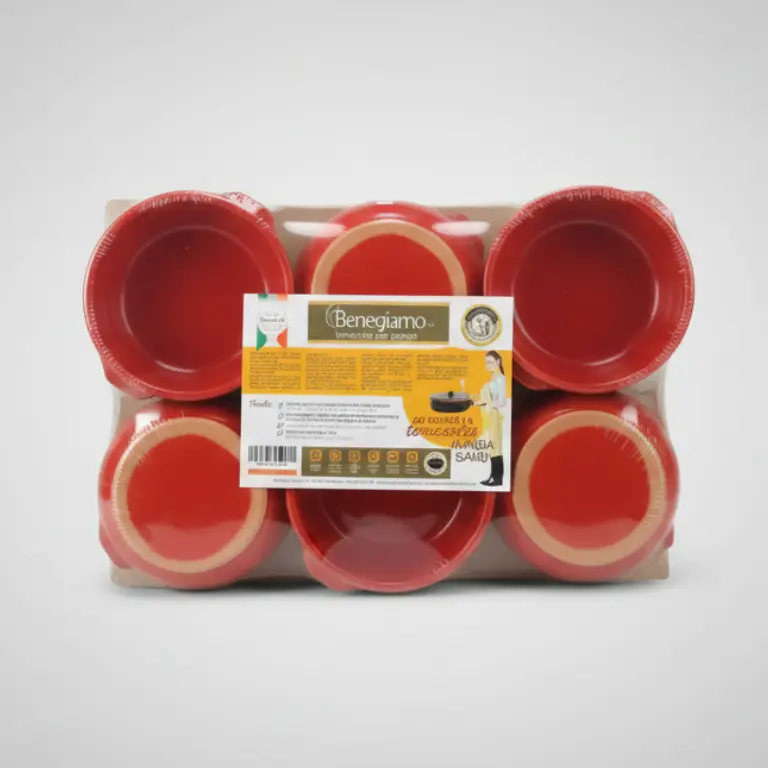 Benegiamo Set 6 Tegamini in Terracotta Rossa Ø 15cm | Casseruoline Monoporzione per Gnocchi alla Sorrentina, Zuppe e Gratin | Tradizione Artigianale Italiana "Cucina della Nonna