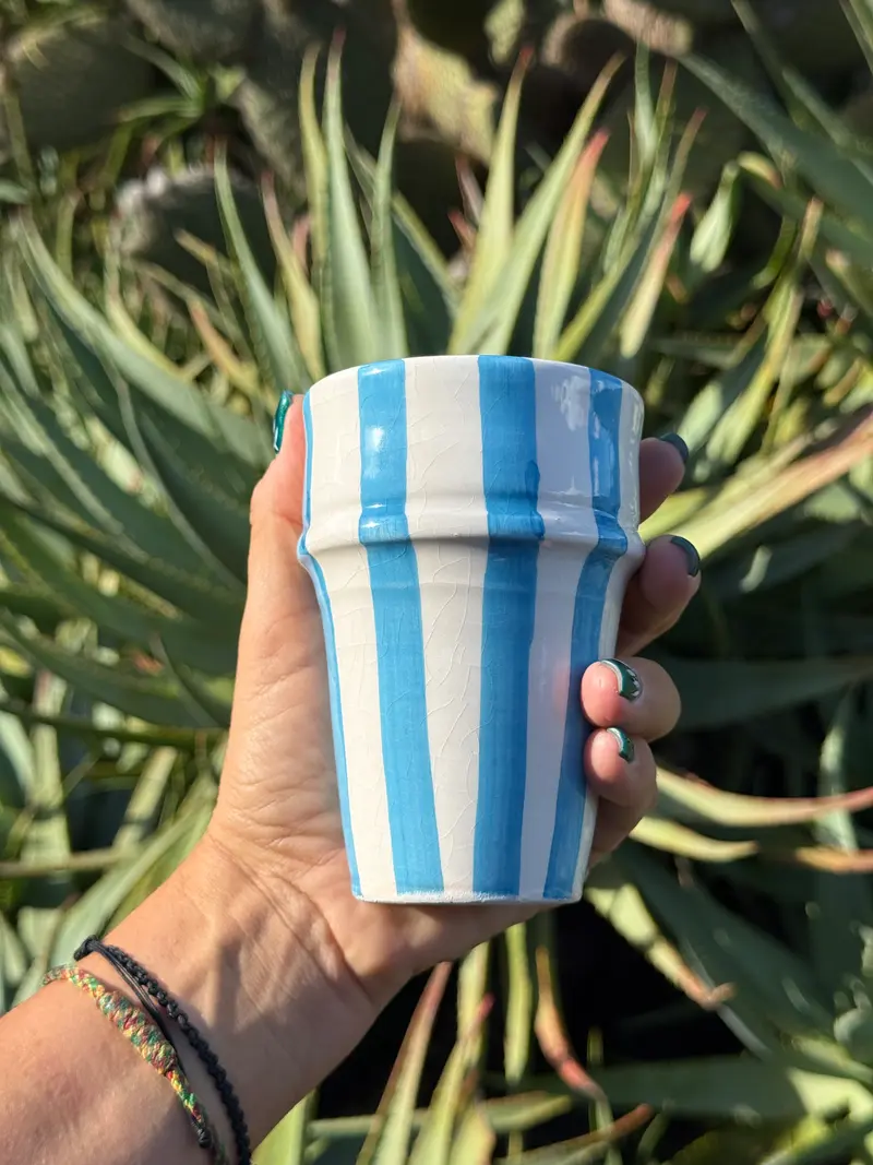 Bicchiere Colonna – Collezione in Ceramica Artigianale a Righe
