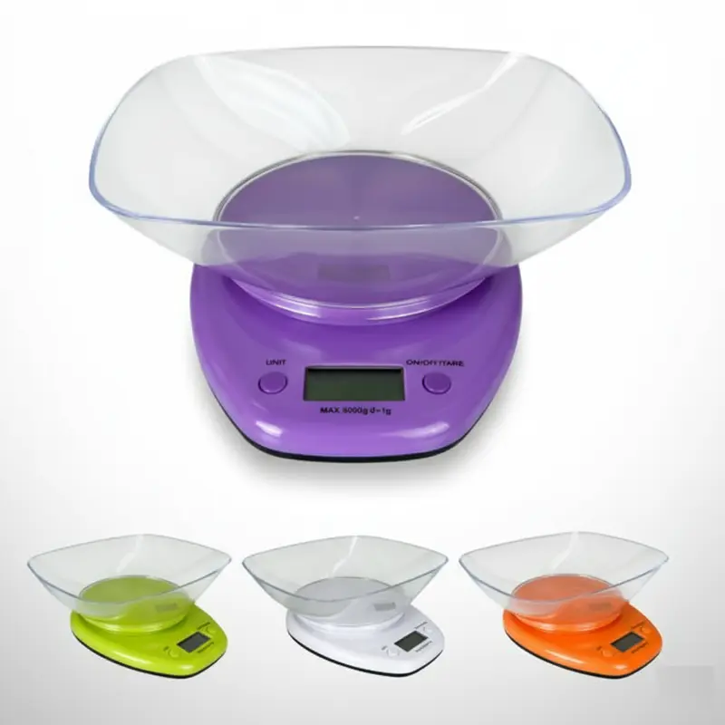 Bilancia Cucina Digitale con Ciotola 5 Kg /1 g | Elettronica di Precisione TARA | Colori Vivaci Utilissimi