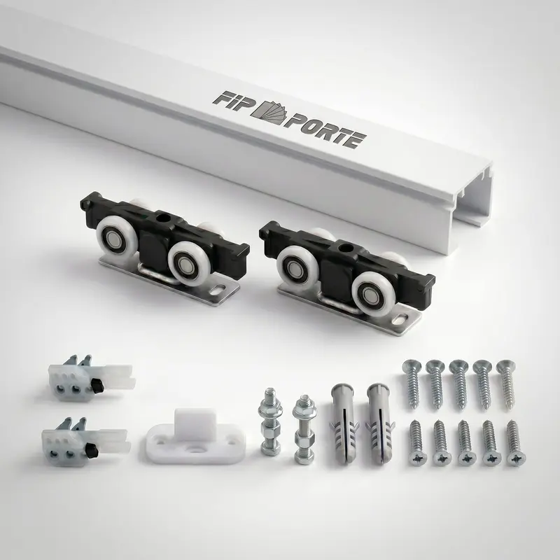 Binario con Kit Completo per Porta Scorrevole per Vetro