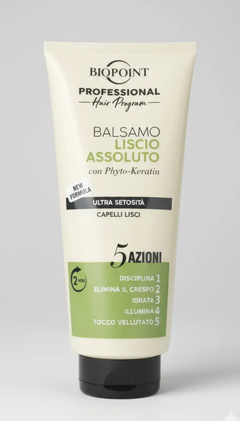 Biopoint Professional Balsamo Liscio Assoluto 350ml – 5 Azioni Anti-Crespo con Phyto-Keratina e Polimeri Thermo-Attivi