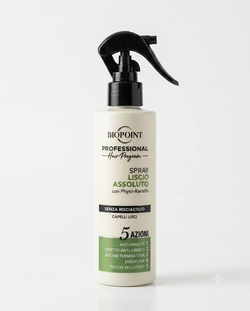 Biopoint Professional Hair Program Spray Liscio Assoluto con Phyto-Keratin – Termoprotettore Termoattivo e Anti-Crespo 72 Ore per Capelli Lisci