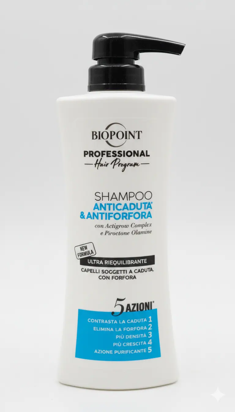 Biopoint Professional Shampoo Anticaduta & Antiforfora 400ml – 5 Azioni con Actigrow Complex e Piroctone Olamine