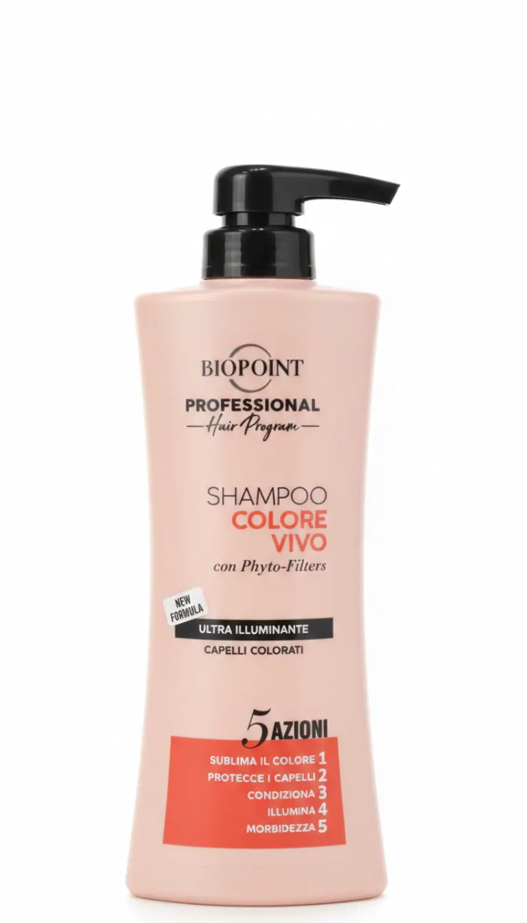 Biopoint Professional Shampoo Colore Vivo 400ml – 5 Azioni con Phyto-Filters, Melograno e Semi di Lino