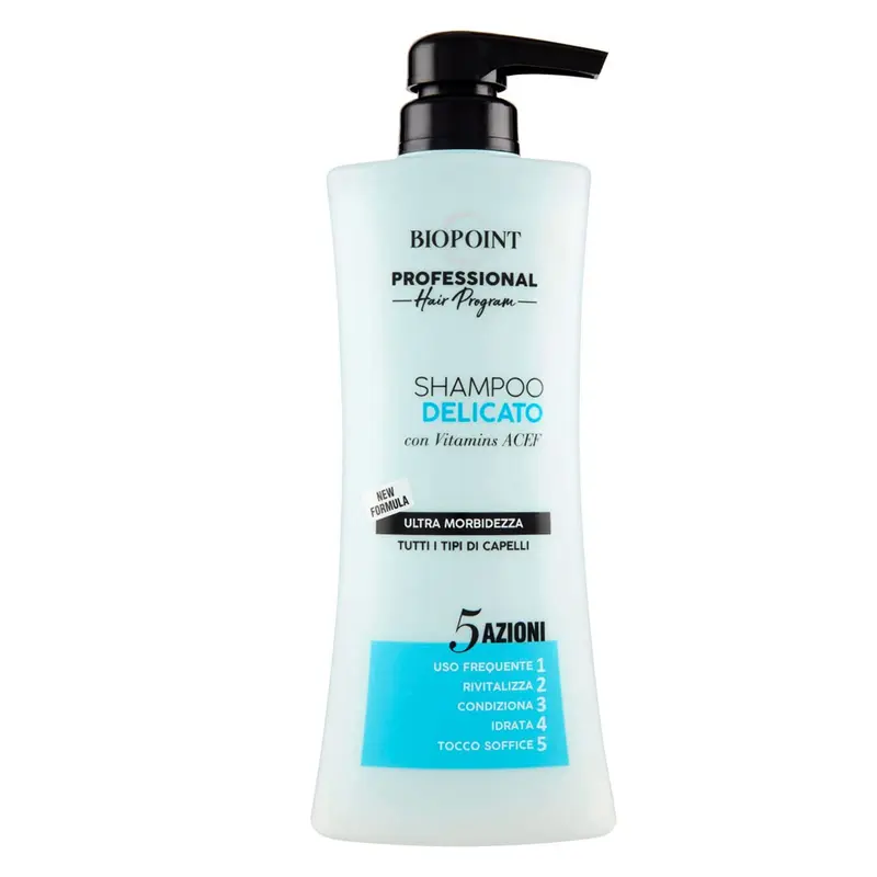 Biopoint Professional Shampoo Delicato 400ml – 5 Azioni con Vitamine ACEF, Cheratina e Aloe