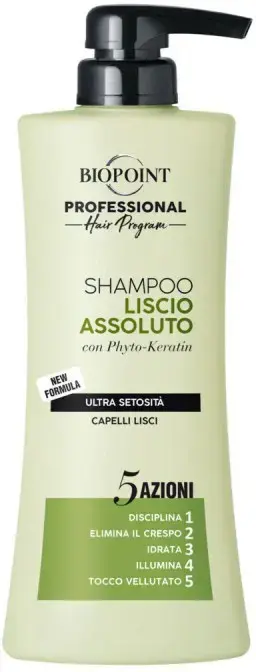 Biopoint Professional Shampoo Liscio Assoluto 400ml – 5 Azioni Anti-Crespo con Phyto-Keratina e Polimeri Thermo-Attivi