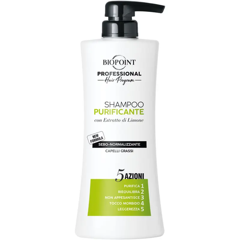 Biopoint Professional Shampoo Purificante 5 Azioni 400ml – Sebo-Normalizzante con Estratto di Limone e Argilla