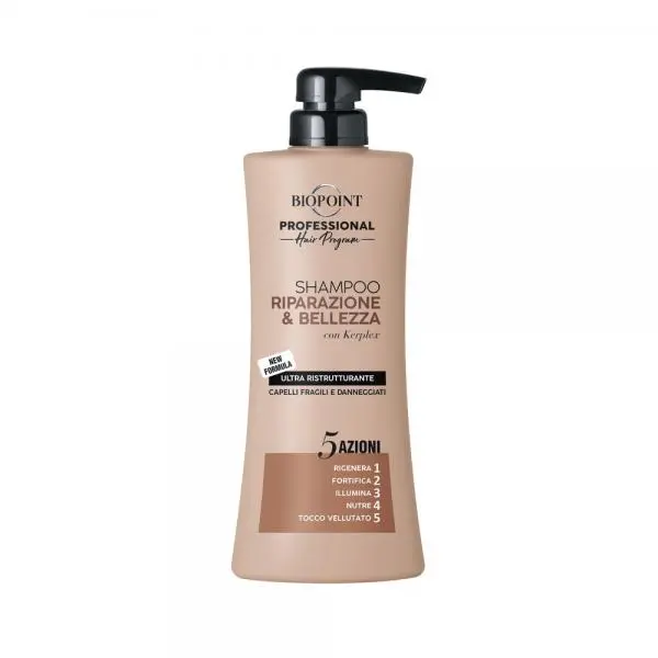 Biopoint Professional Shampoo Riparazione & Bellezza 400ml – 5 Azioni Fortificanti con Complesso Kerplex