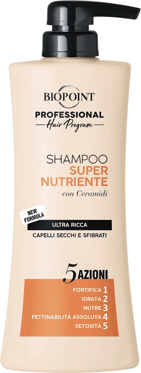 Biopoint Professional Shampoo Super Nutriente 400ml – 5 Azioni con Ceramidi e Olio di Camelia