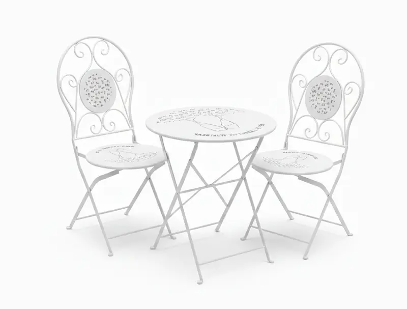[BLACK FRIDAY] Set Tavolino Tondo + 2 Sedie Pieghevoli AD TREND – In Ferro Bianco – OCCASIONE IMPERDIBILE!