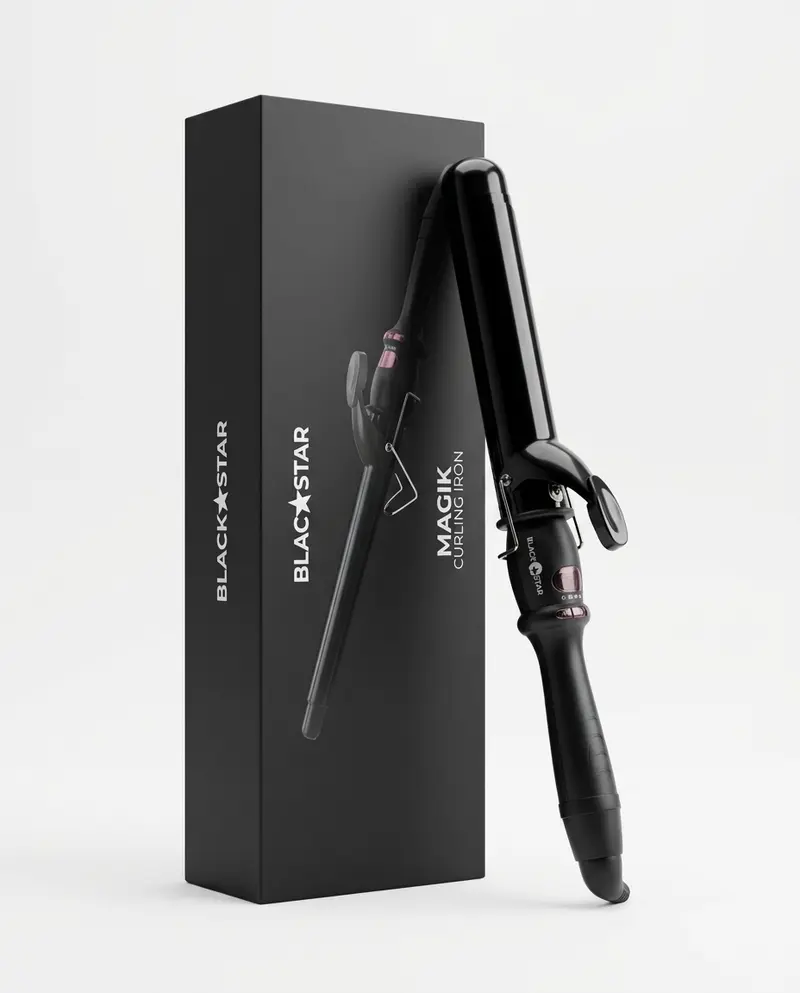 Black Star Magik Ferro Arricciacapelli Professionale in Titanio Ceramizzato – Stylist Pro a 210°C per Ricci e Onde Definited