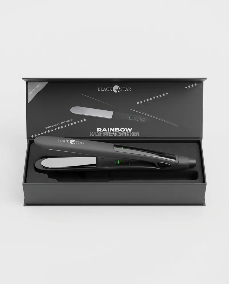 Black Star Rainbow Piastra per Capelli Professionale | Placche al Titanio | Display LCD | Temperatura Regolabile 80-230°C | Cavo 2,5 m Girevole 360°