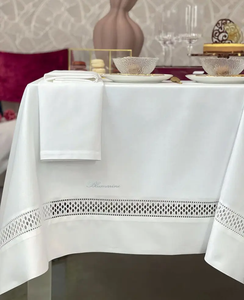 Blumarine Tovaglia in Misto Cotone 180x300 Porcellana