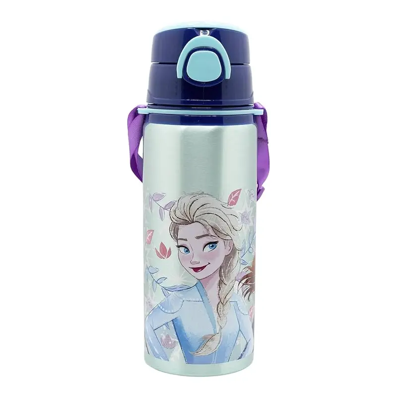 Borraccia Frozen in Alluminio con Tracolla 730 ml | Borraccia Termica per Bambini | Elsa & Anna