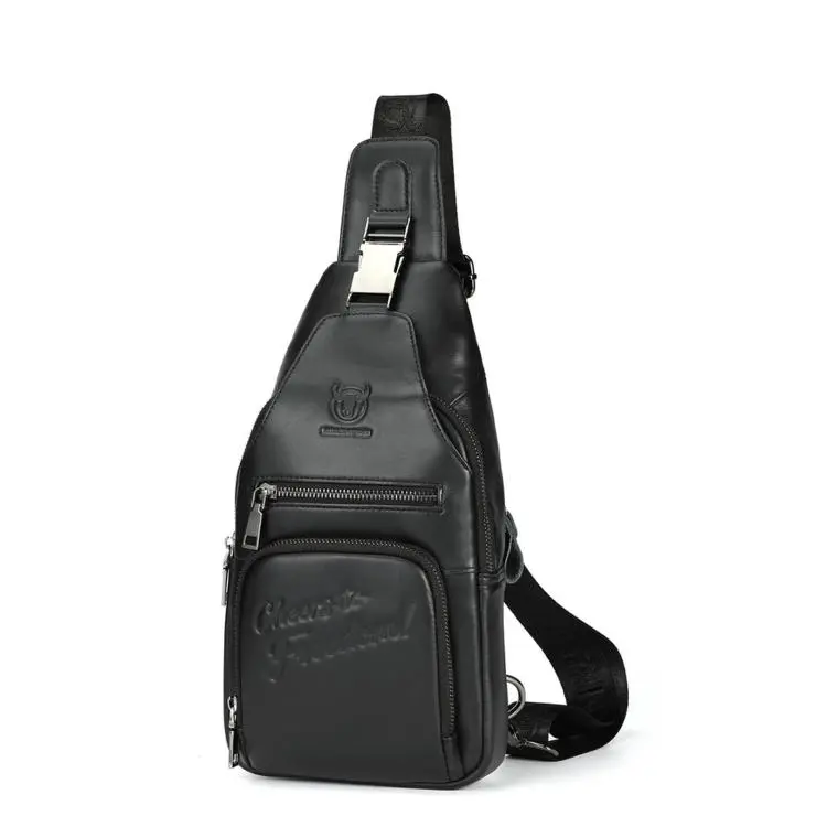 Borsa a tracolla da uomo in vera pelle BULL CAPTAIN, stile vintage, da indossare sul petto o a tracolla.