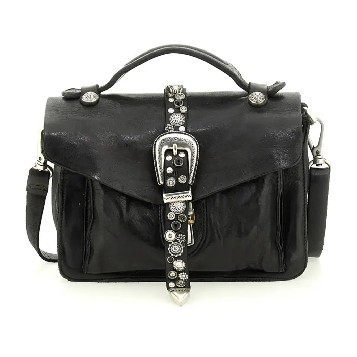 Borsa a tracolla "PORZIA" Campomaggi con borchie e strass