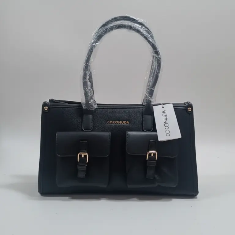 Borsa Coconuda Elegante e Versatile con Doppi Manici e Tracolla Removibile | Shopping Bag con Tasche Esterne a Fibbia | Interno Foderato con Cerniera | Disponibile in Nero e Bordeaux