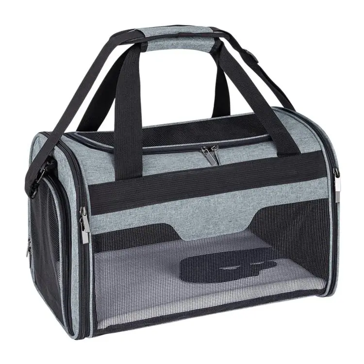 Borsa da viaggio morbida e portatile per animali domestici con cerniera di sicurezza, pieghevole e facile da trasportare a mano, adatta a cani e gatti.