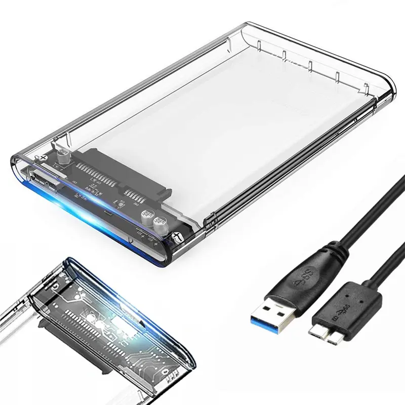 Box per disco esterno 2.5 USB 3.0 in plastica trasparente