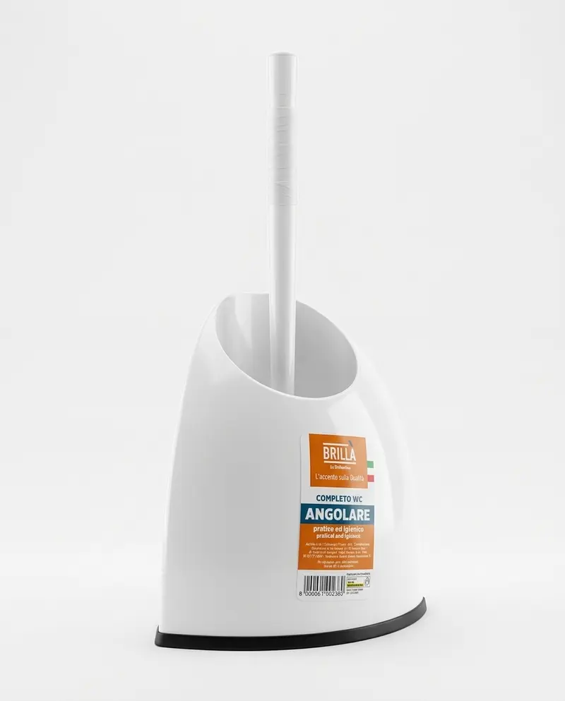 Brilla La Briantina Completo WC Angolare Plastica – Set Base e Scopino Igienico Salvaspazio
