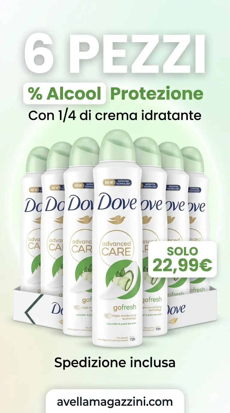 Bundle Dove Advanced Care Go Fresh Deodorante Spray 6X250ml Cetriolo e Tè Verde – Protezione 72H Triple Moisturising Spedizione Inclusa