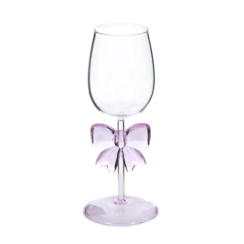 Calice in Vetro Trasparente con Fiocco Rosa – Goodwill, 22,5cm