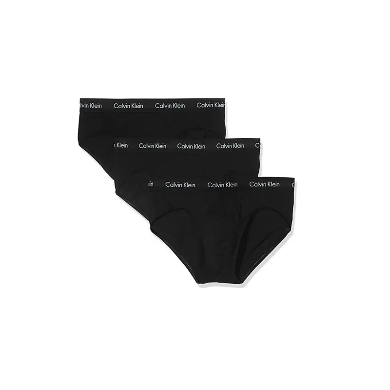 Calvin Klein Slip Uomo Classic Fit - 3 Pezzi - Cotone Stretch Nero con Fascia Bianca - Comfort e Sostegno