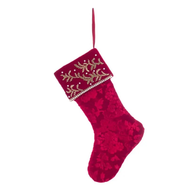 Calza di Natale in Velluto Rosso – Collezione Epifania by Blanc MariClò, 33x18 cm