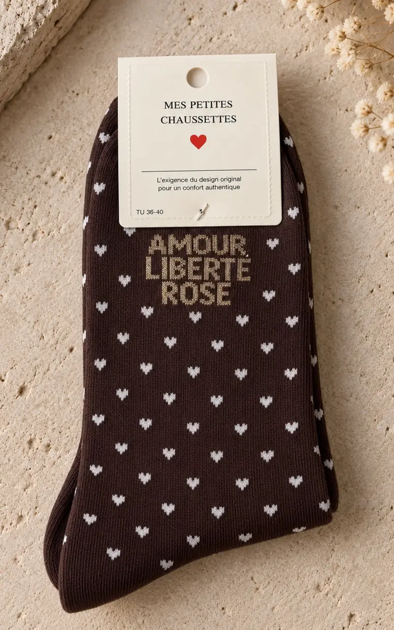 Calze Amour Liberté choco cuore white