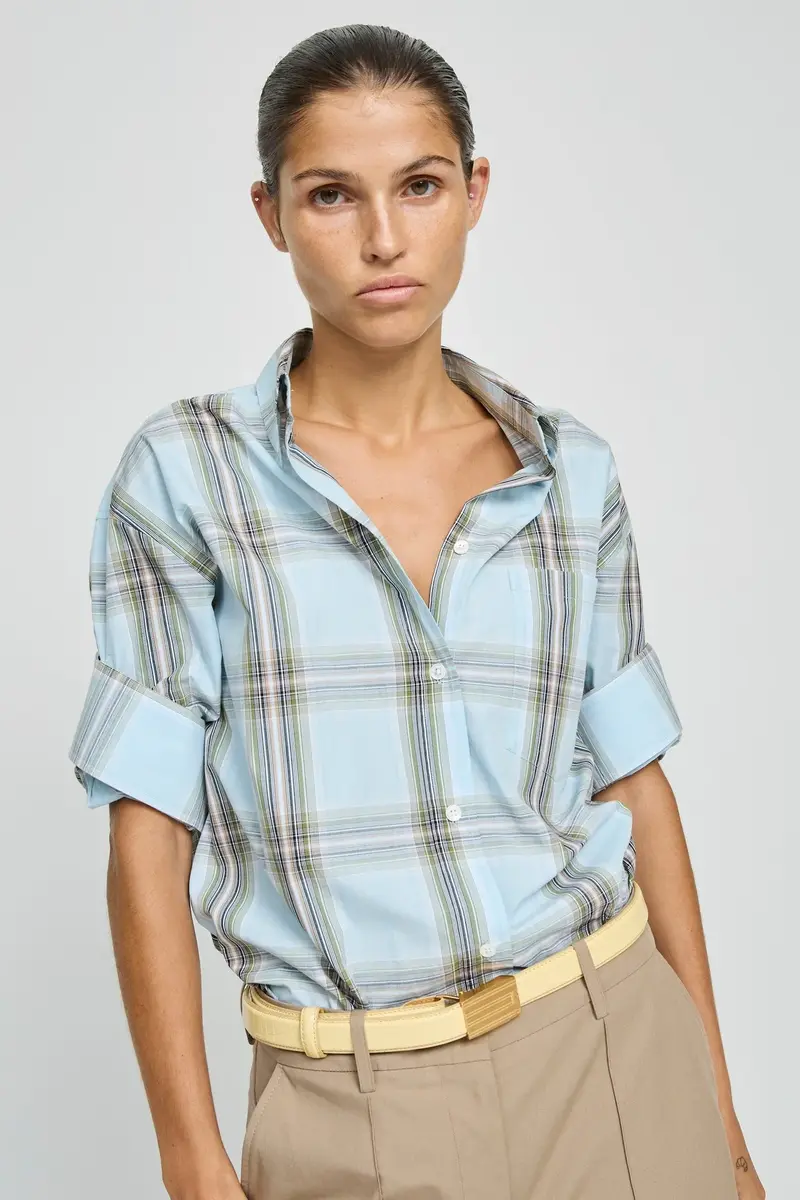 Camicia a quadri blu oversize