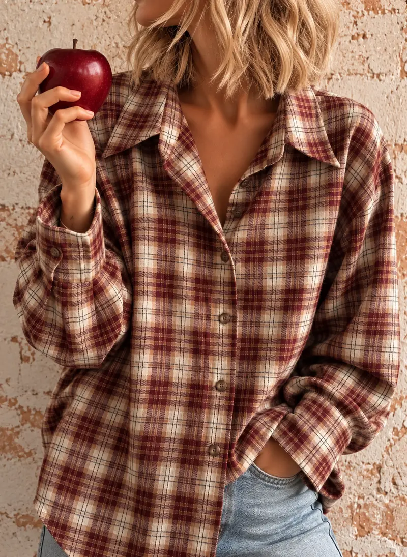 Camicia Je t’aime check mosto