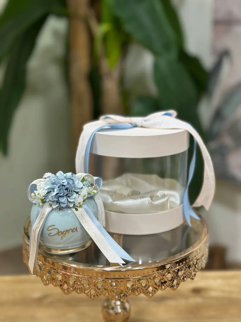 Campanella in Ceramica Decorata con Fiori e Scritta con Box Coordinato – Mata Creazioni