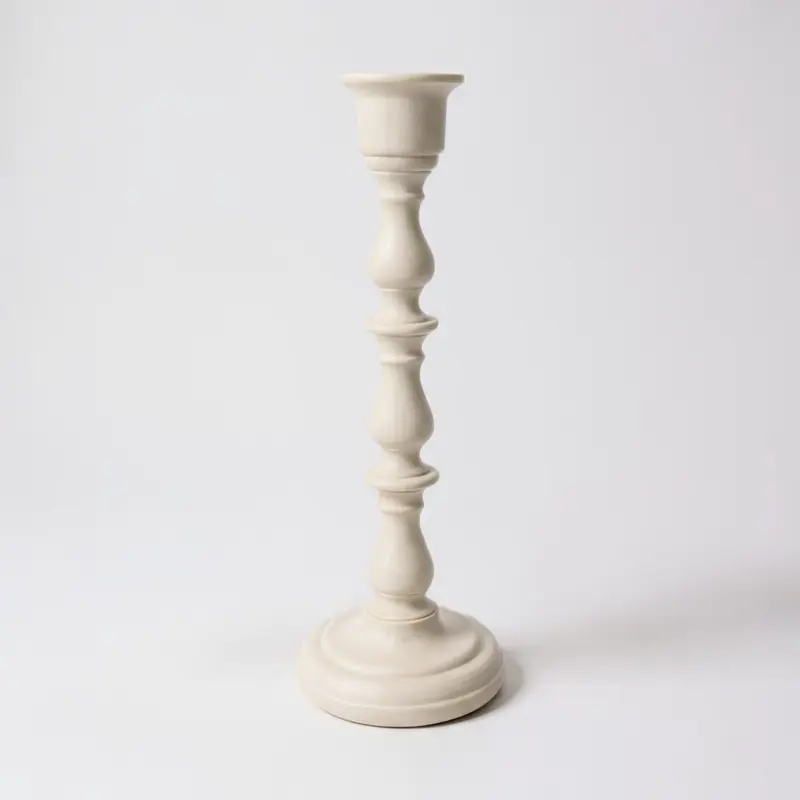 Candeliere “Musa” Bianco Cracklé in Resina – Portacandela Shabby Chic (H28 e H40 cm)
