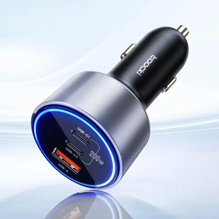 Caricabatterie rapido da auto Toocki da 200 W con 3 porte