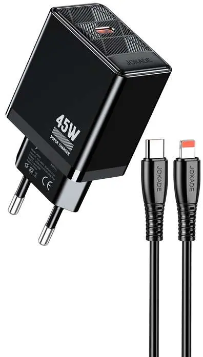 Caricabatterie ricarica rapida con cavo USB Type C Lightning nero 1m JB092
