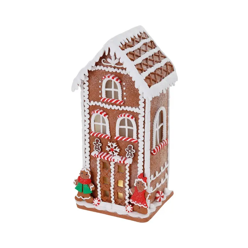 Casa di Pan di Zenzero Alta in Argilla con LED – Goodwill, 28cm