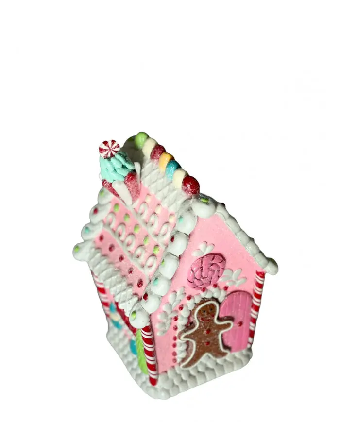 Casetta di Pan di Zenzero Rosa in Resina Glitterata – Goodwill, 21x11cm