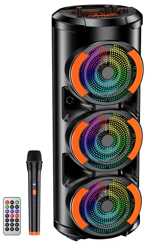 Cassa acustica ricaricabile con telecomando e microfono wireless 3x6" 30W KK-6301