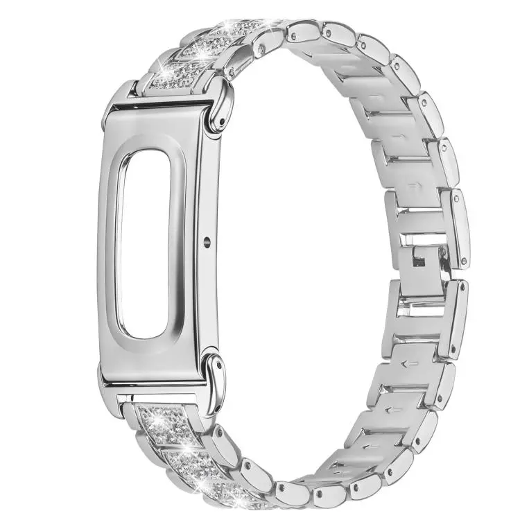 Cassa in metallo, cinturino in lega di zinco con tre perline di diamanti integrate., For Google Fitbit Air